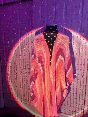 Jessica Simpson Pink, Orange, Cream and Purple Knit Poncho